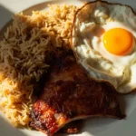 Filipino Sweet Cured Pork Breakfast Plate with Garlic Rice