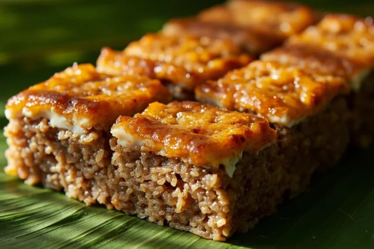 Filipino Sweet Sticky Rice Cake with Caramelized Coconut
