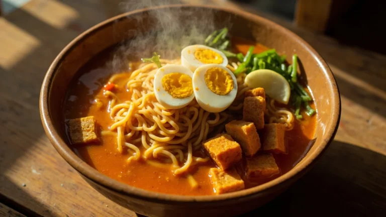 Malay Spiced Noodle Soup with Sweet Potato Gravy