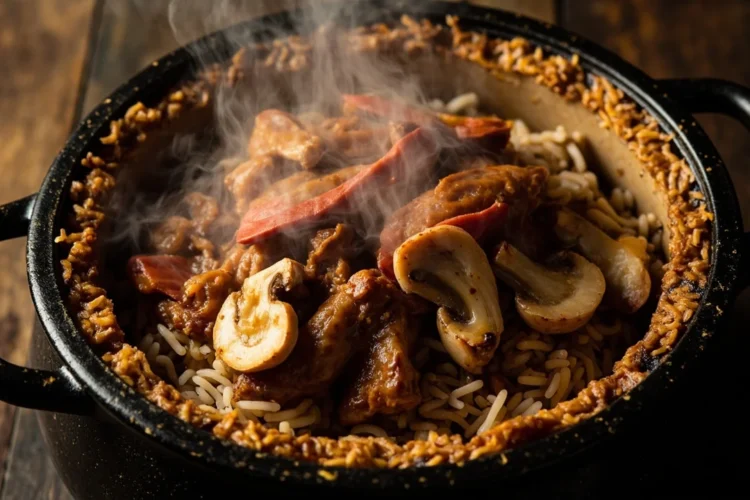 Malaysian Charcoal Claypot Chicken Rice with Crispy Rice Crust