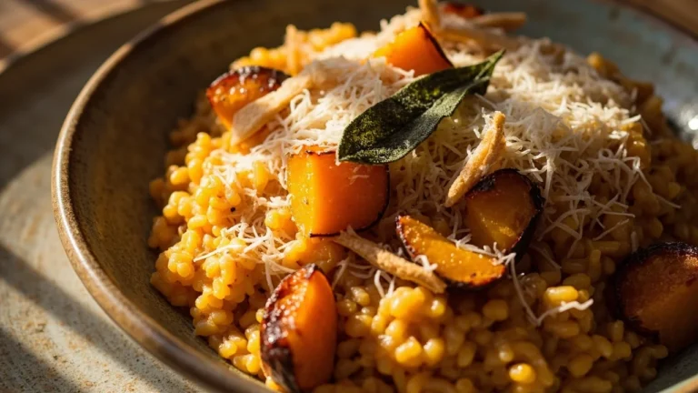 Creamy Pumpkin Risotto with Sage and Parmesan