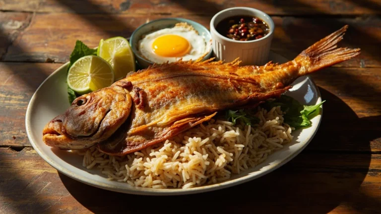 Filipino Crispy Milkfish Breakfast Plate with Garlic Fried Rice