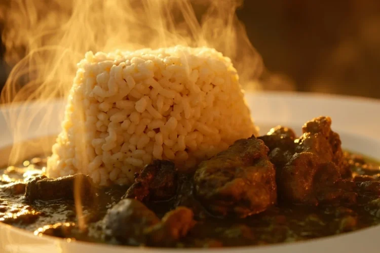 Niger Millet Couscous with Smoked Fish and Okra Stew