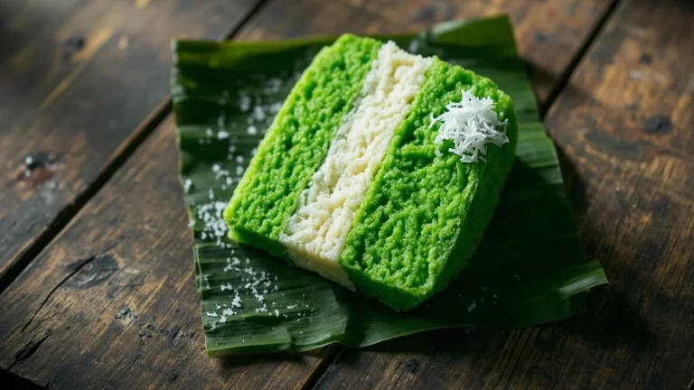 Malaysian Steamed Pandan Coconut Layer Cake