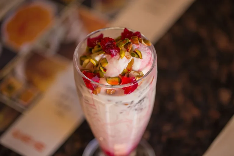 Saffron and Cardamom Vermicelli Milk Pudding with Dates and Pistachios
