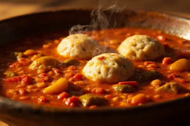 Niger-Style Millet Dumplings in Spiced Jollof Stew