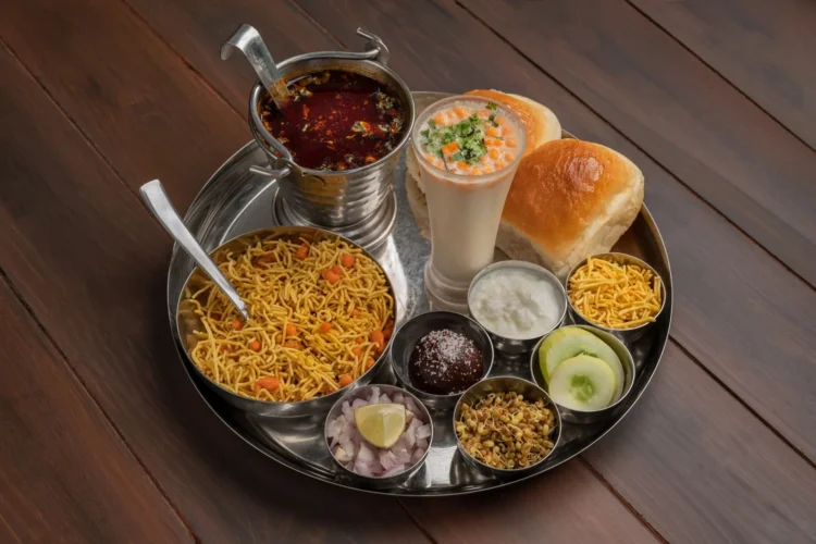 Gujarat-Style Tomato Curry with Crispy Chickpea Noodles