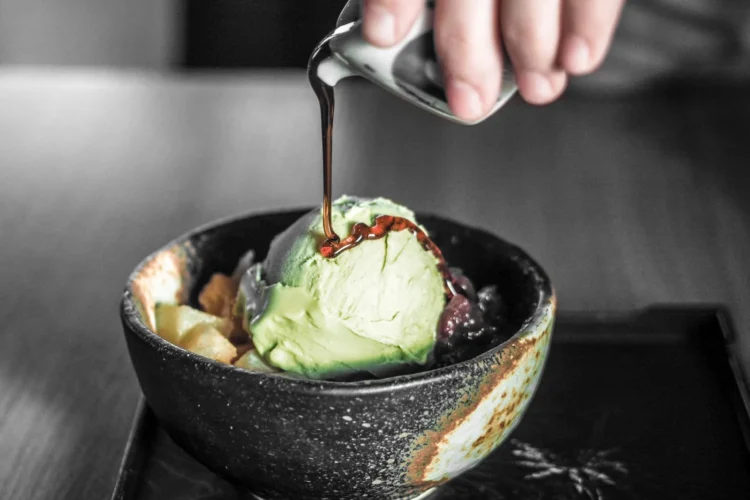 Classic Anmitsu Dessert Bowl with Agar Jelly and Sweet Red Beans