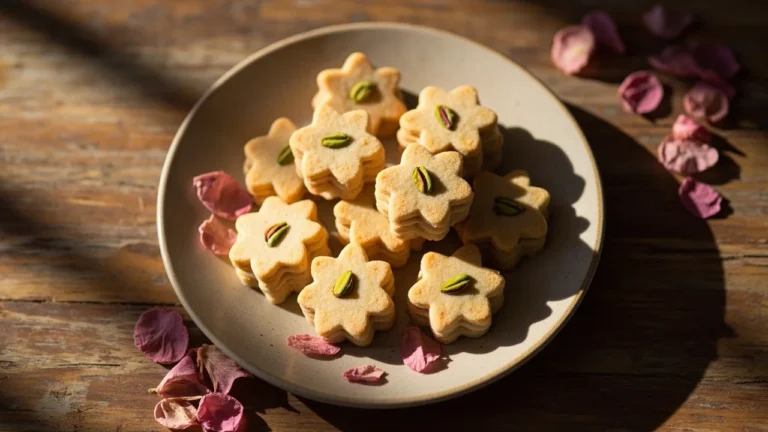 Persian Chickpea Flour Cookies with Rosewater and Pistachios