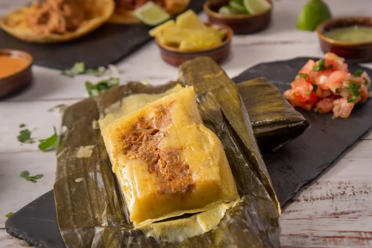 Oaxacan Plantain Leaf Tamales with Spiced Pork
