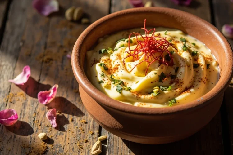 Gujarati Strained Yogurt Dessert with Saffron and Cardamom