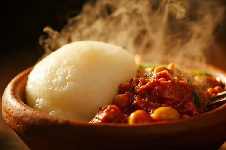 Malawi Pounded Cassava with Spiced Bean Stew