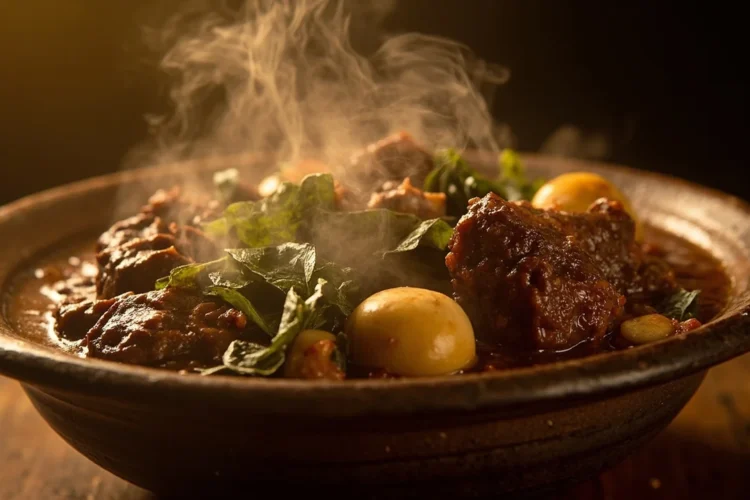 Malawi-Style Mutton Stew with Groundnuts and Pumpkin Greens