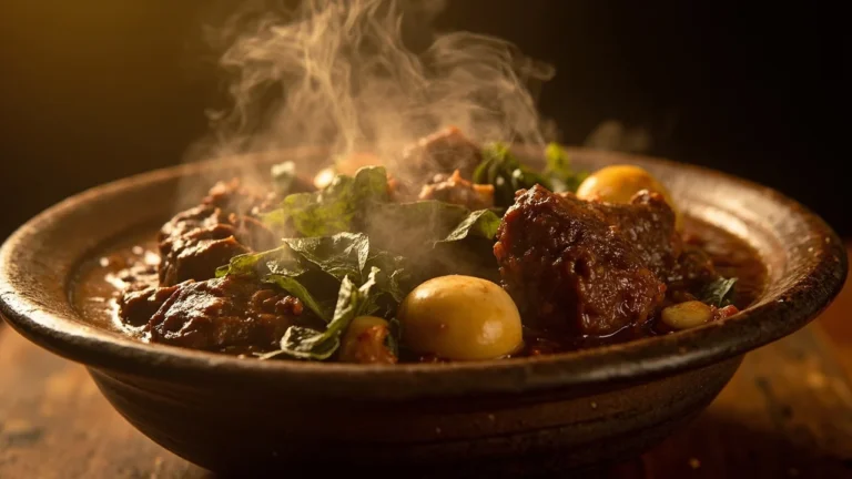 Malawi-Style Mutton Stew with Groundnuts and Pumpkin Greens