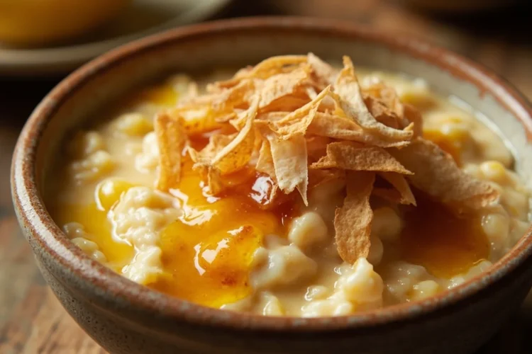Cambodian Cracked Maize Coconut Pudding