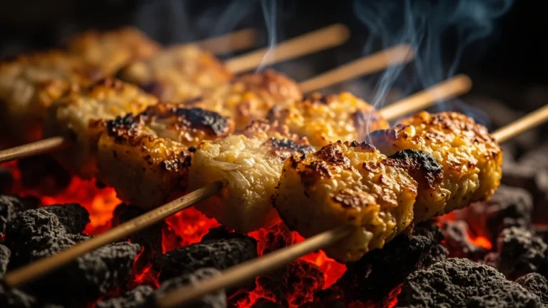 Lao Grilled Sticky Rice Cakes on Skewers