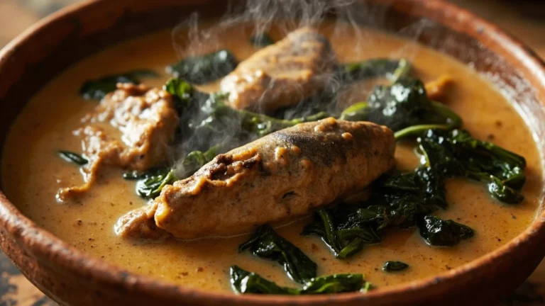 Guinean Creamy Peanut Sauce with Smoked Fish and Greens