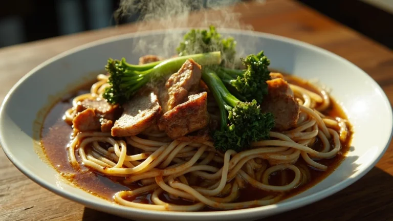Thai Gravy Noodles with Pork and Chinese Broccoli