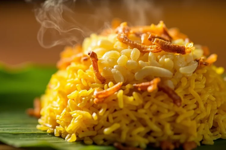 Vietnamese Turmeric Sticky Rice with Mung Beans