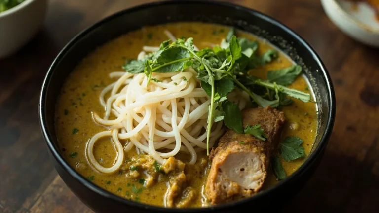 Cambodian Rice Noodles with Fragrant Fish Gravy