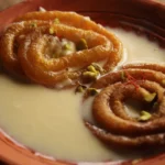 Indian Reduced Milk Dessert with Saffron and Pistachios