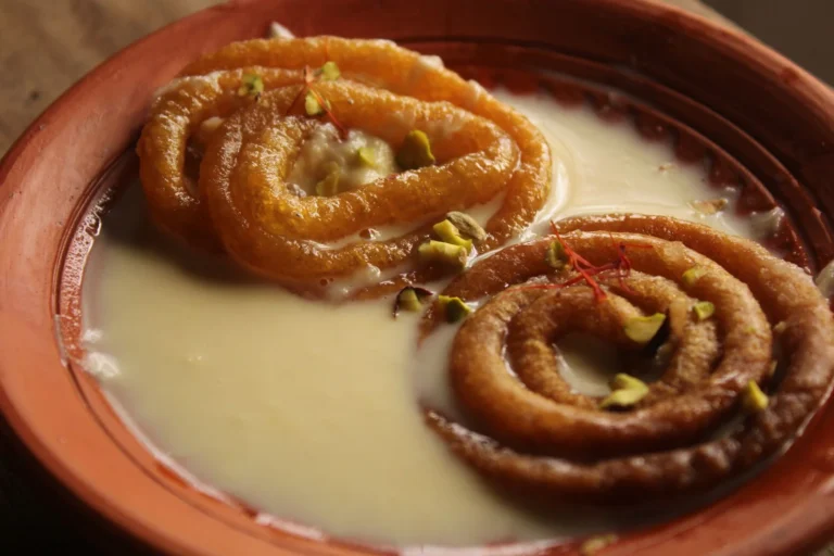 Indian Reduced Milk Dessert with Saffron and Pistachios