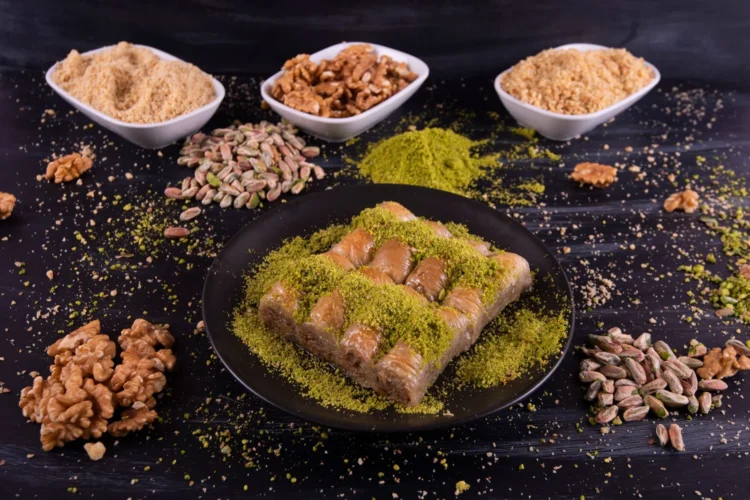 Turkish Stuffed Shredded Phyllo Pastry with Walnuts