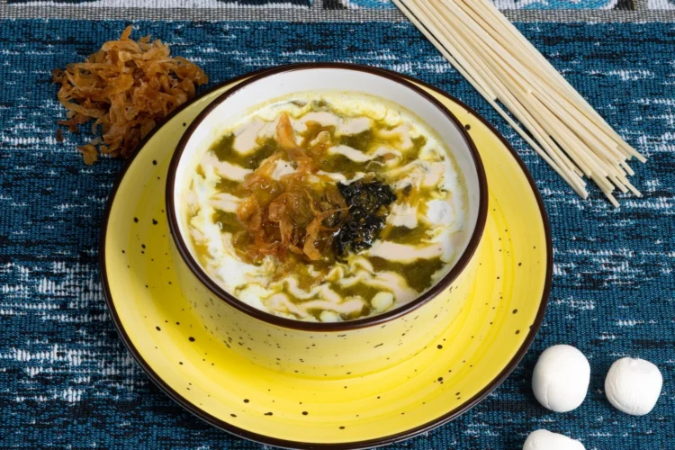 Dovga Yogurt and Herb Soup with Mini Meatballs