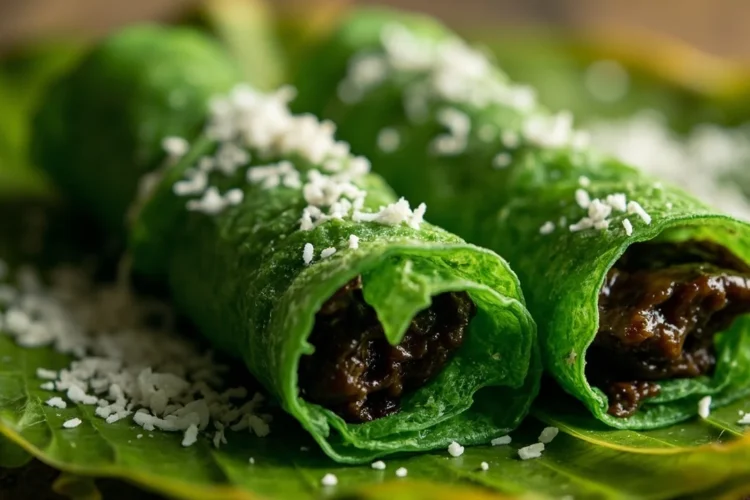 Pandan Crepe Rolls with Coconut Palm Sugar Filling