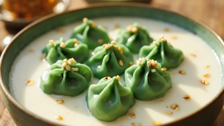 Thai Pandan Coconut Dumplings in Coconut Syrup