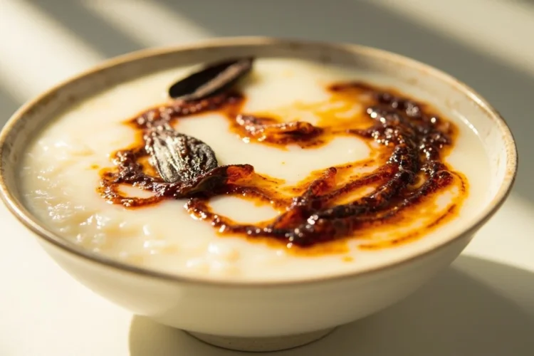 Creamy Coconut Vanilla Rice Pudding with Tamarind